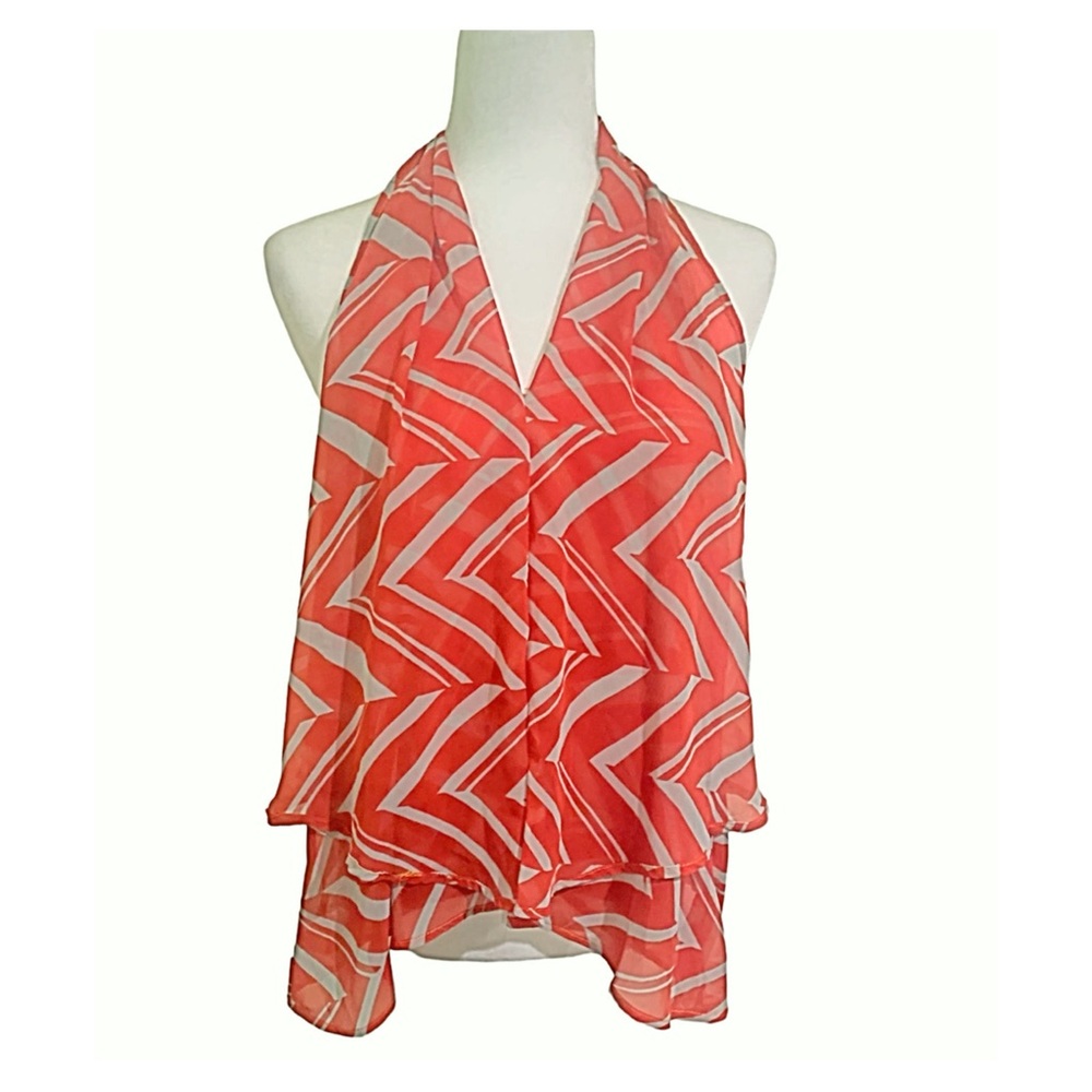 LOILA Blouse V-Neck Halter Top Low Back Layers Blouse Size S 
Flash Sale 2 X $30